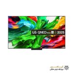 تلویزیون LG 86 اینچ مدل 86QNED86A6A با نمایشگر رنگارنگ و پایه مرکزی.